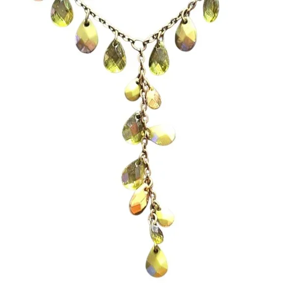 Vintage Metal Tear Drop Facited Y Necklace 12 - Picture 2 of 3